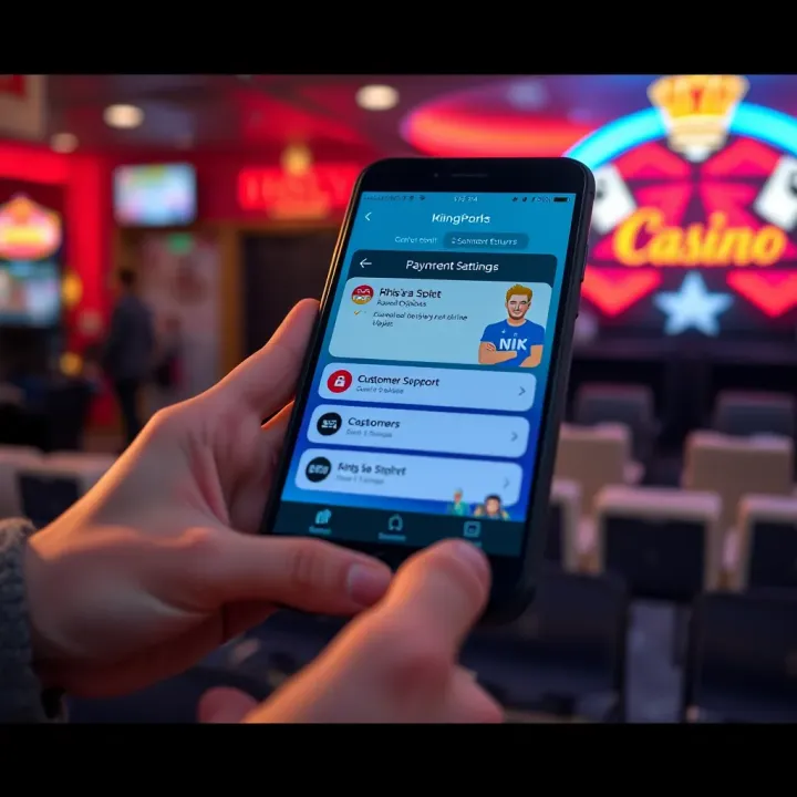 Payment and Support Features in King Billy Casino App Illustration of mobile device showing payment options and customer support features within King Billy Casino app