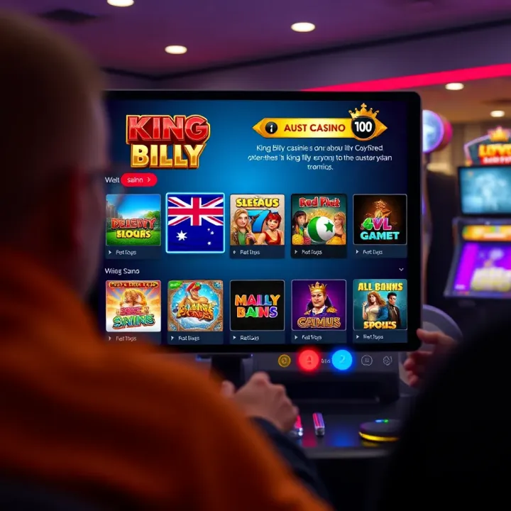 King Billy Casino homepage showcasing game options and Australian flag theme