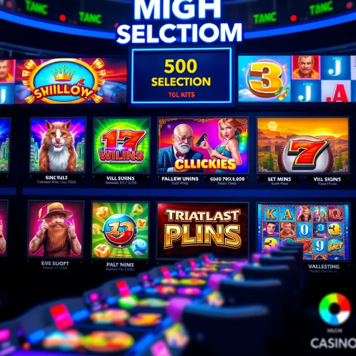 King Billy Casino Game Selection Showcase Vibrant online casino game interface featuring diverse slot machine themes and colorful graphics