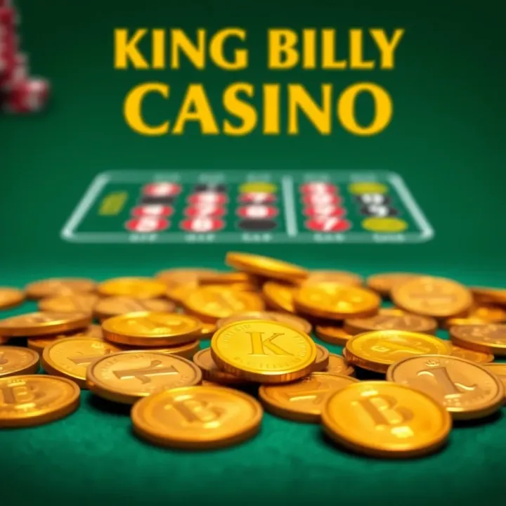 Close-up of casino tokens on a green felt table highlighting the King Billy Casino coin trick