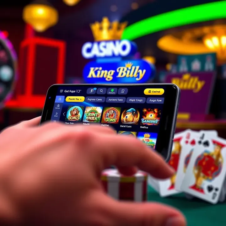 King Billy Casino App Interface Display User interface of King Billy Casino app showing game selection on a mobile device