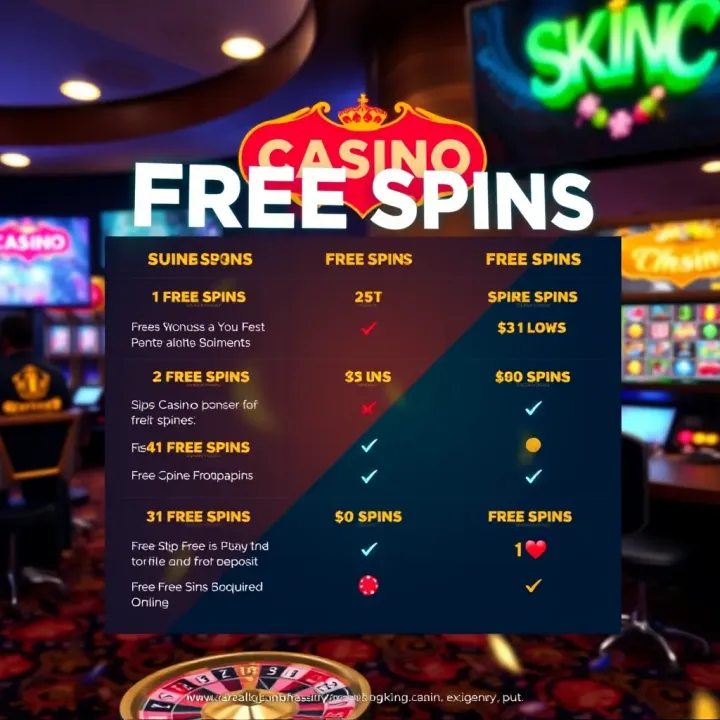 Graphic showing comparison of various online casino free spin bonuses