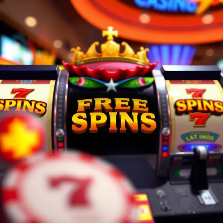 King Billy Casino Free Spins Concept Illustration Visual representation of free spins concept with casino reels and glowing spins symbols