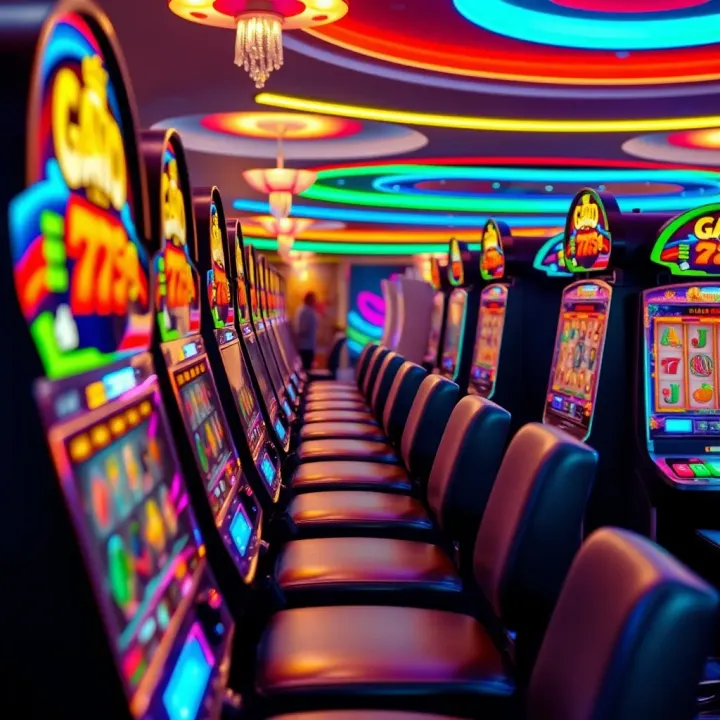 King Billy Casino Free Spins Promotion Colorful casino slot machines with bright lights and spinning reels