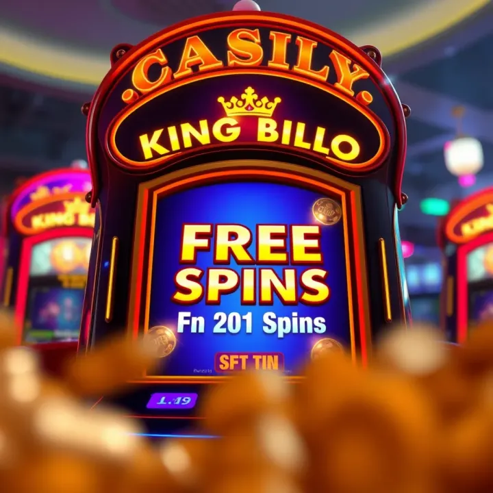 Illustration of a casino slot machine displaying free spins offer on the screen
