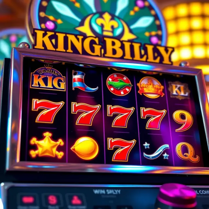 Slot machine with spinning reels showing winning combinations at an online casino