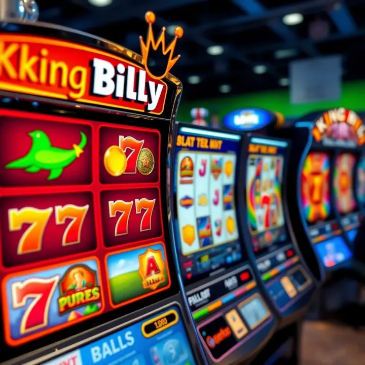 Colorful slot machine game interface showing multiple reels and vibrant symbols