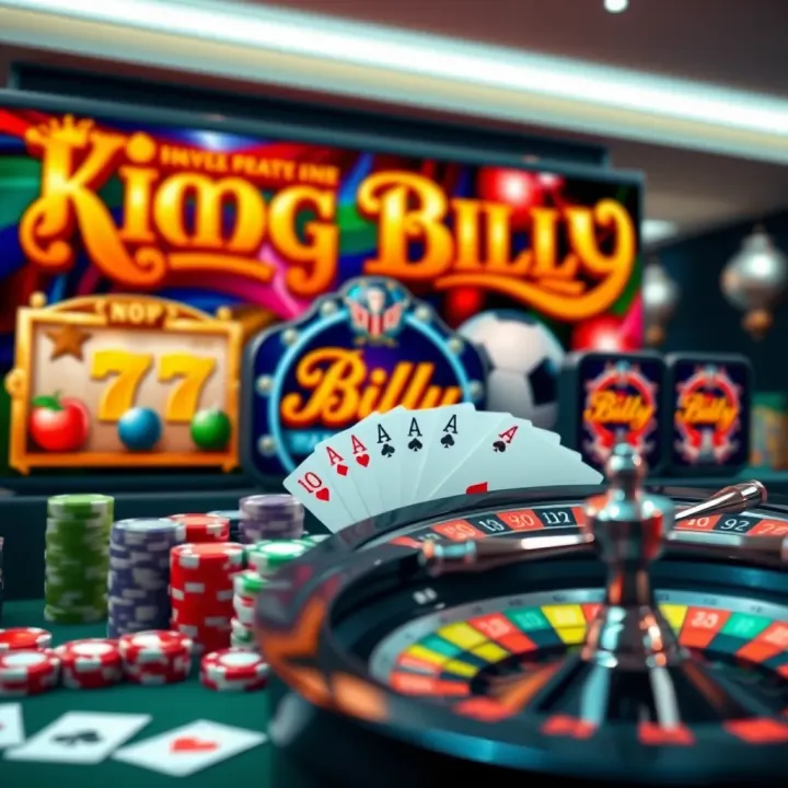 Diverse Game Options at King Billy Casino Variety of casino games with icons representing slots, cards, and roulette