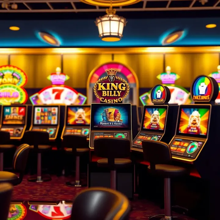 King Billy Casino Game Variety Colorful online casino game interface showcasing diverse slot machines