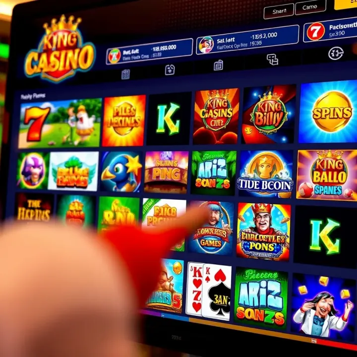 King Billy Casino interface showing diverse online gaming options and easy navigation