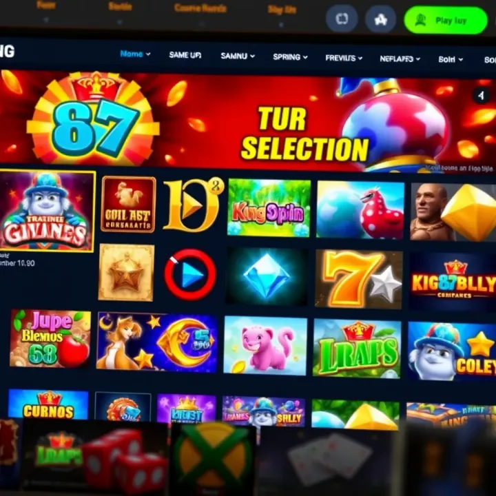 Online casino interface showcasing a variety of slot games with vibrant graphics and engaging themes