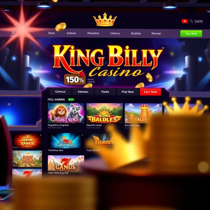 King Billy Casino Homepage Overview for Canadian Players King Billy Casino homepage showing featured casino games and bonuses for Canadian users