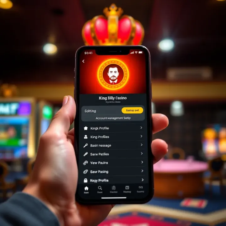 Managing User Profile on King Billy Casino Mobile Mobile device displaying King Billy Casino user profile and account management options