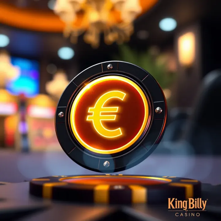 Illustration showing a glowing casino chip with euro symbol representing free credit offer