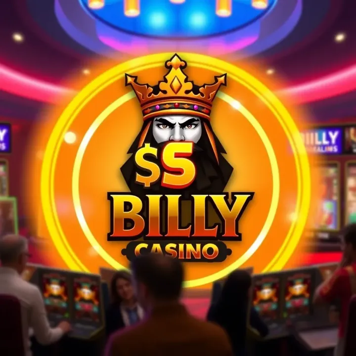 Illustration of King Billy Casino logo with a glowing bonus symbol