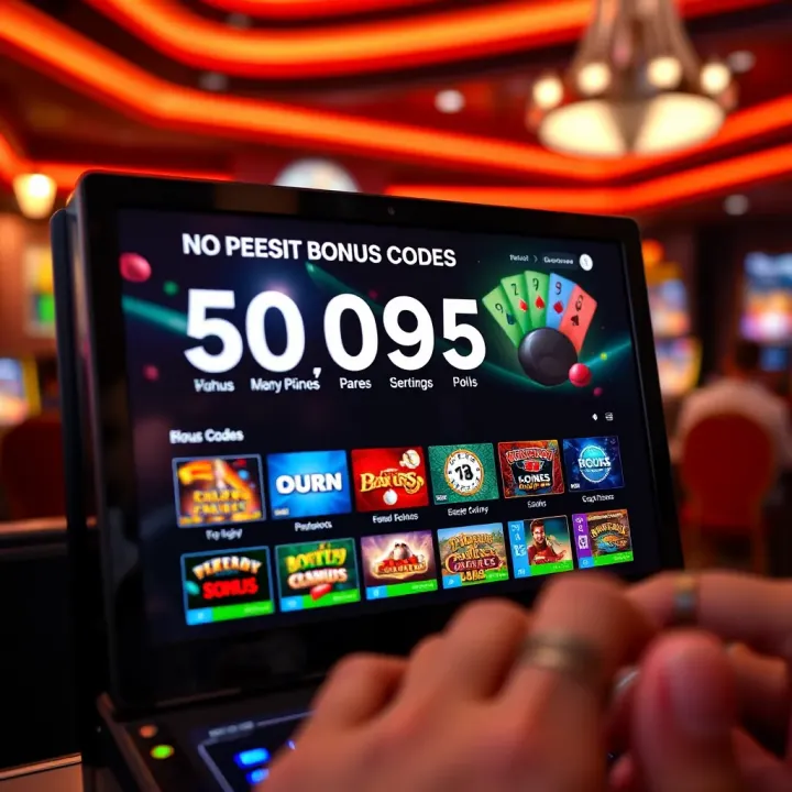 Illustration of a digital casino interface displaying no deposit bonus codes