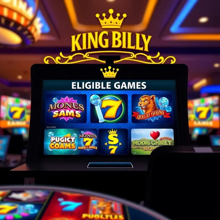 Eligible Games for No Deposit Bonus at King Billy Casino Virtual casino interface highlighting eligible games for no deposit bonus