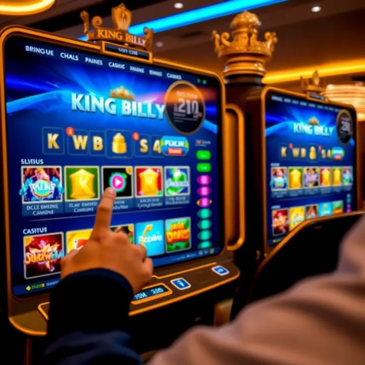 User interacting with an online casino interface showcasing game options and navigation