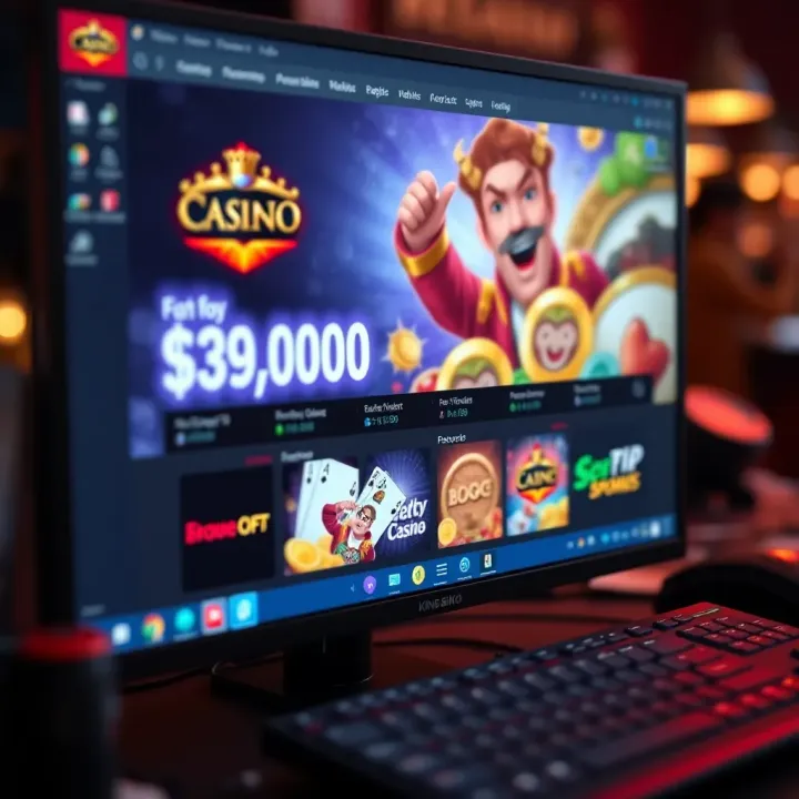 Computer screen showing online casino bonuses and promo codes