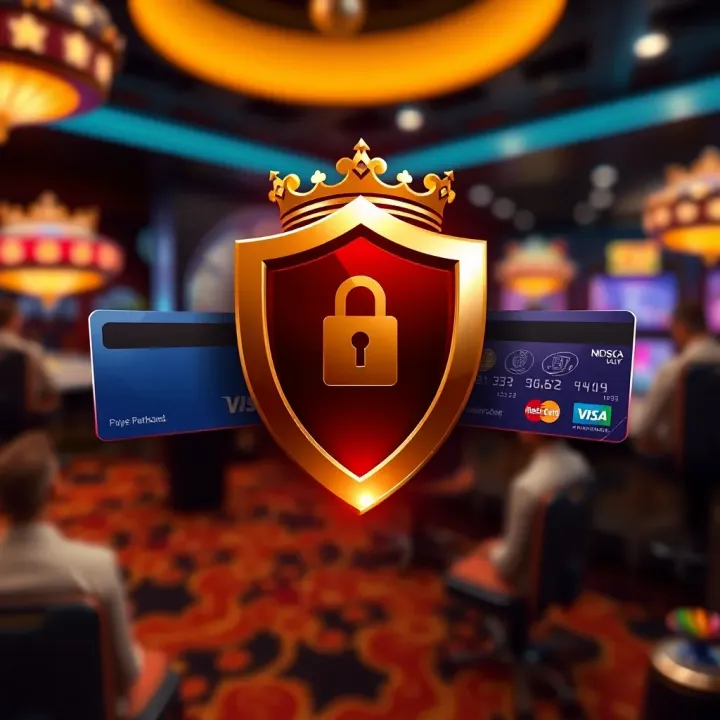 Secure Payment Options at King Billy Casino Secure payment methods icons including credit cards and digital wallets with a shield symbolizing safety