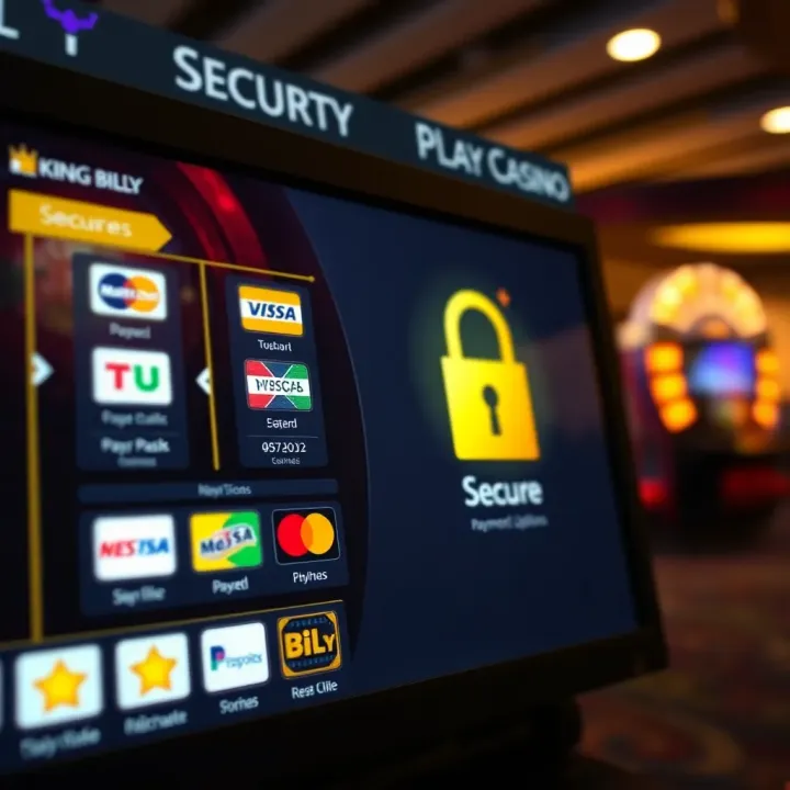 Secure online casino interface showing a lock symbol and various payment method icons