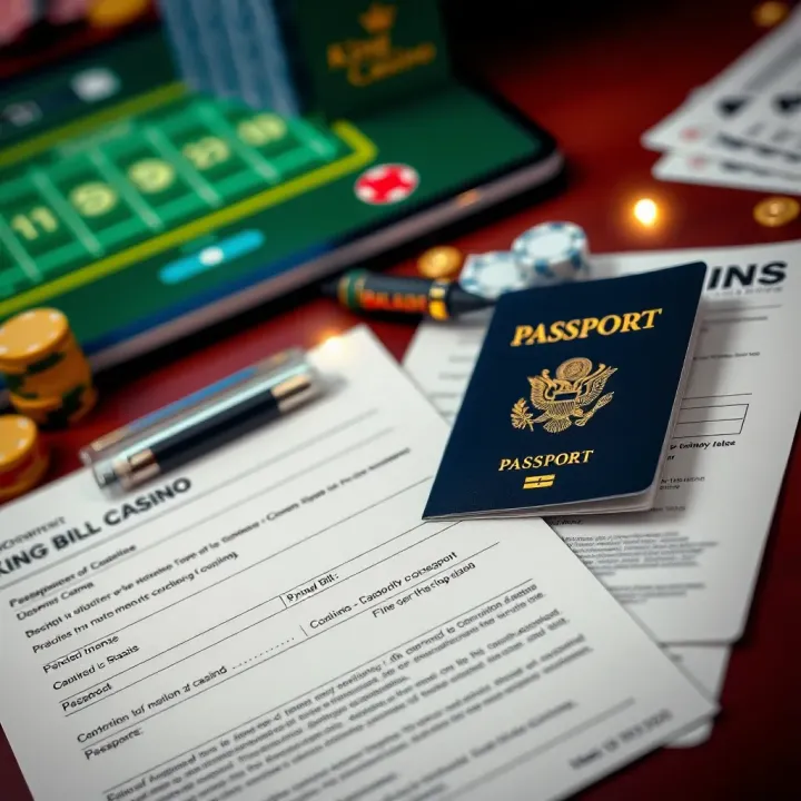 Documents including passport and utility bill laid out for verification