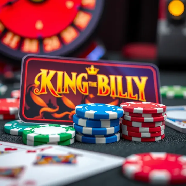 King Billy Casino Voucher Featuring Gaming Chips and Cards Colorful King Billy Casino voucher with gaming chips and cards