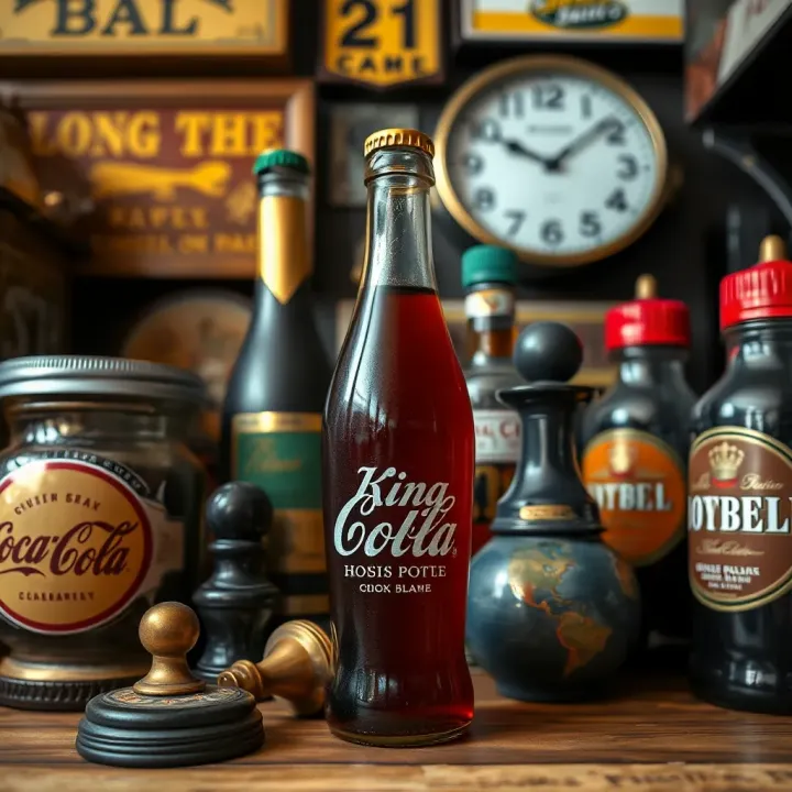 King Billy Coke Bottle Among Iconic Australian Collectibles Collection of Australian memorabilia featuring King Billy Coke Bottle and cultural artifacts