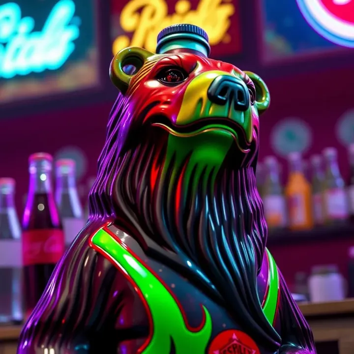 King Billy Coke Bottle Grizzly Bear displaying distinctive shape and vibrant colors