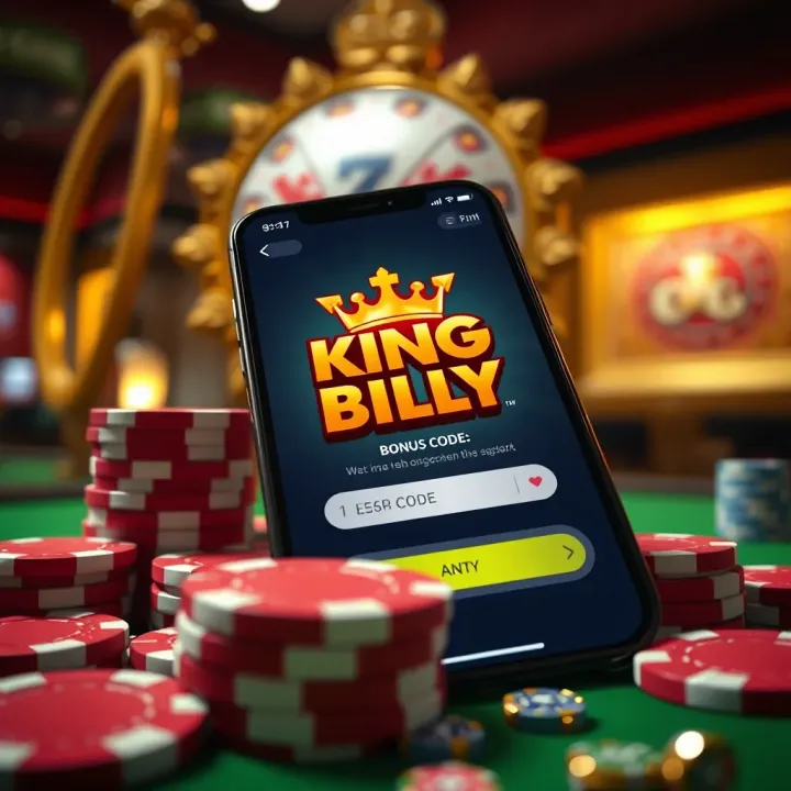 Illustration of casino chips and a smartphone displaying bonus code entry screen