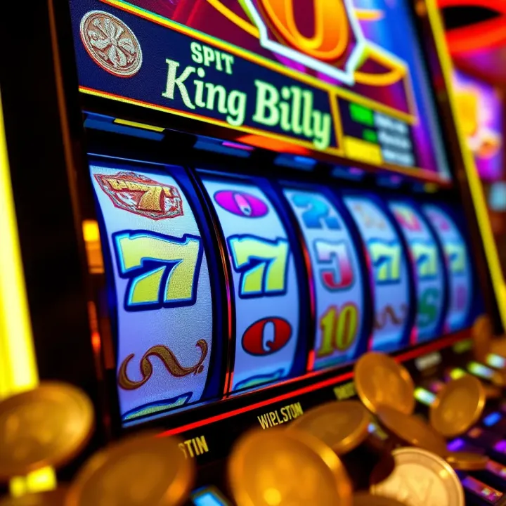 Colorful slot machine reels showing a winning combination with sparkling coins