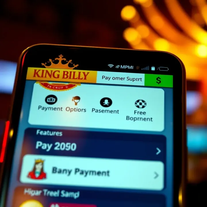 User interface of King Billy Mobile highlighting payment options and customer support features