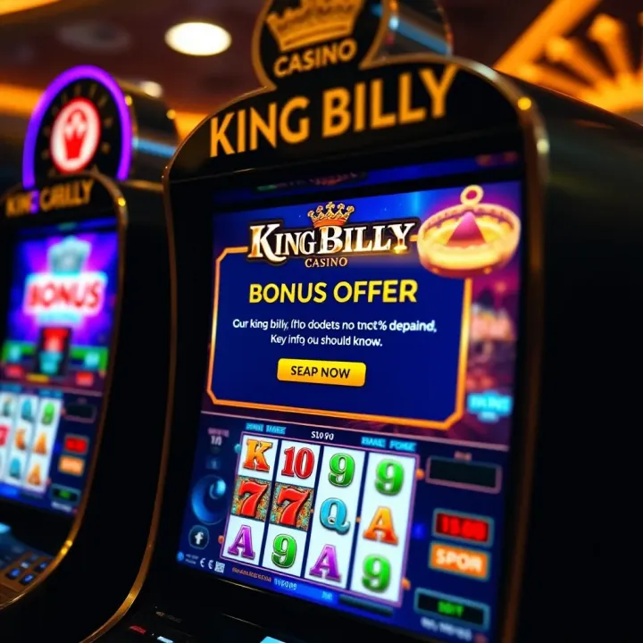 Virtual slot machine screen displaying bonus offer notification for King Billy casino