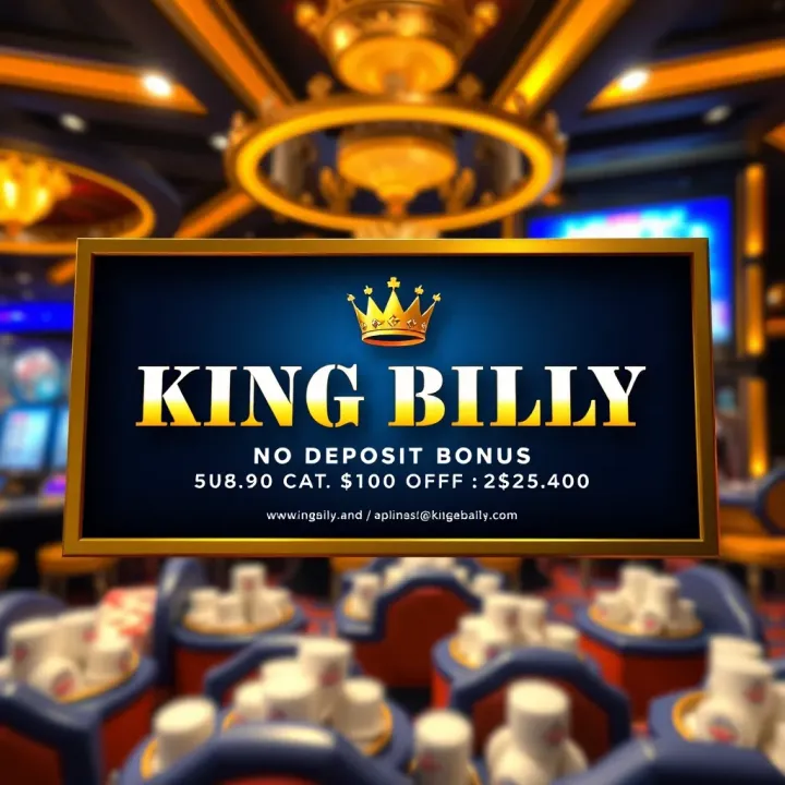 Online casino interface showcasing King Billy logo and bonus offer details