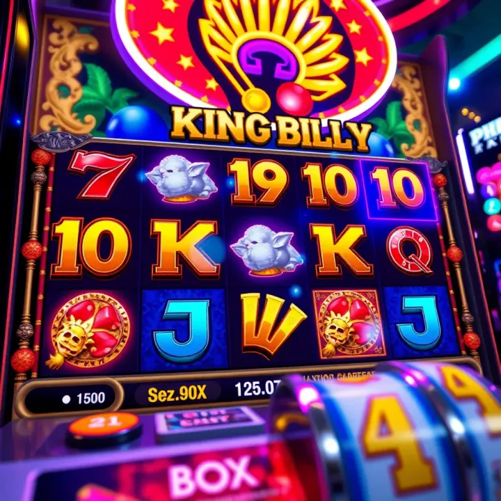 Colorful King Billy online slot game interface with reels and symbols
