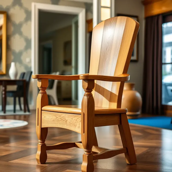 King Billy Pine Chair Displaying Expert Woodwork Elegant wooden chair crafted from King Billy Pine highlighting smooth finish and craftsmanship