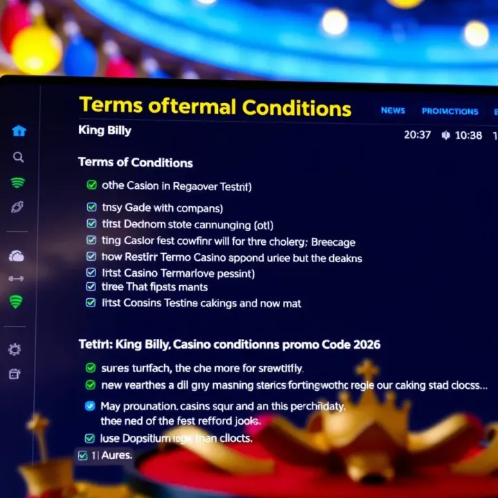Digital interface showing a list of terms and conditions for casino promotions