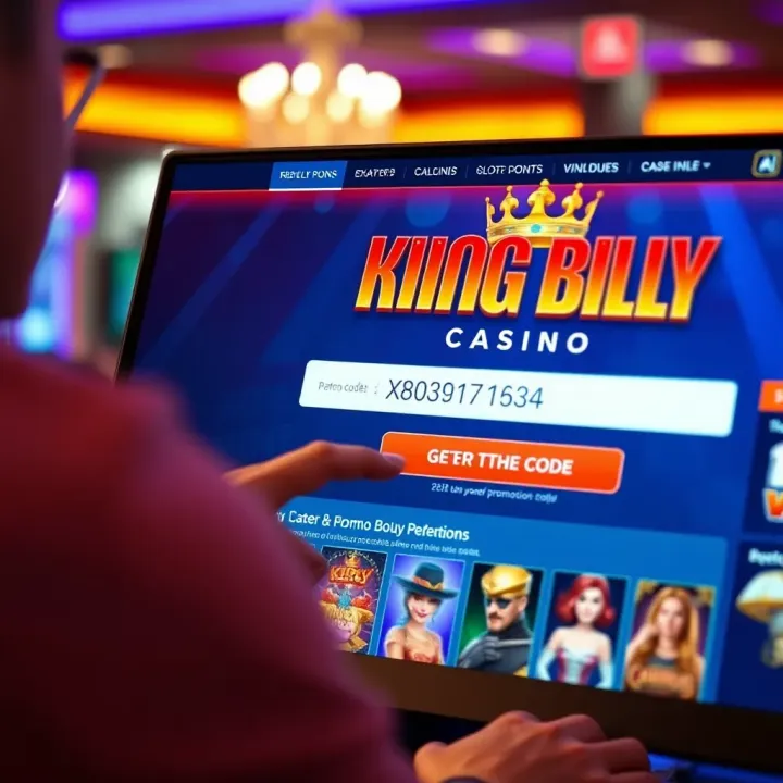 Screenshot of a player entering a promotional code on King Billy Casino website