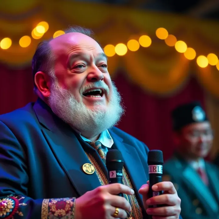 King Billy’s Distinctive Cultural Humor in Stand-Up Comedy Close-up of King Billy delivering a stand-up comedy routine showcasing his cultural storytelling