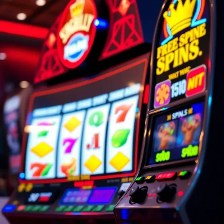 KingBilly Casino Slot Machine Featuring Free Spins Bright casino slot machine with glowing reels and vibrant symbols
