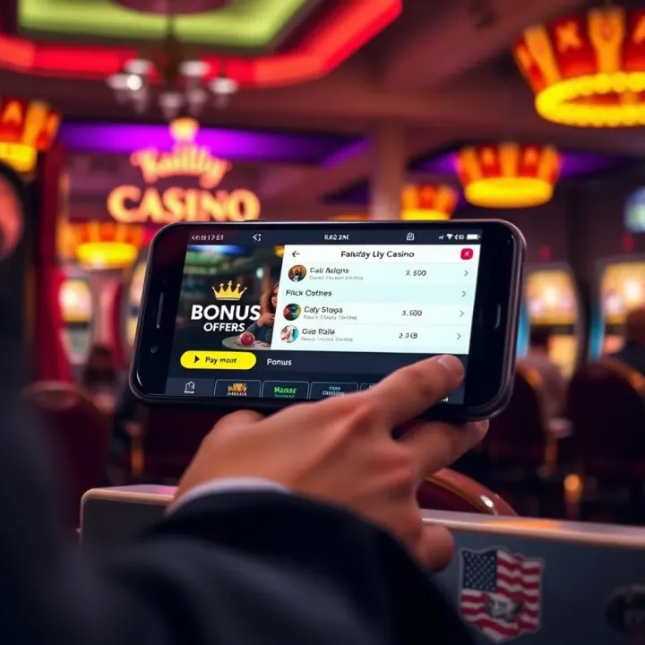 Mobile device displaying KingBilly Casino's bonus offers and payment options on screen