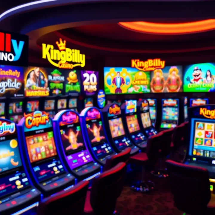 Extensive Game Collection at KingBilly Casino Colorful display of various online casino games including slots, table games, and live dealer options