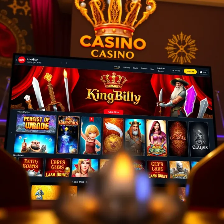 KingBilly Casino Medieval-Themed Interface Vibrant KingBilly Casino homepage showcasing a medieval-themed interface with game thumbnails