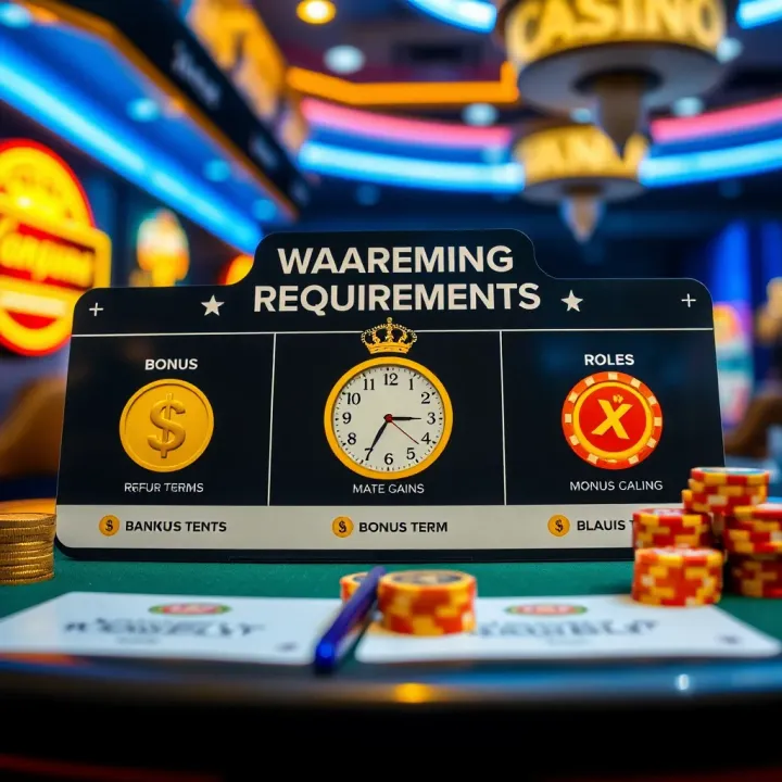 Understanding Wagering Requirements at KingBilly Casino Visual representation of wagering requirements and bonus terms with icons symbolizing coins, clocks, and rules