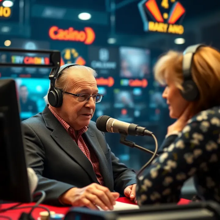 Larry King conducting a lively interview on a radio broadcast
