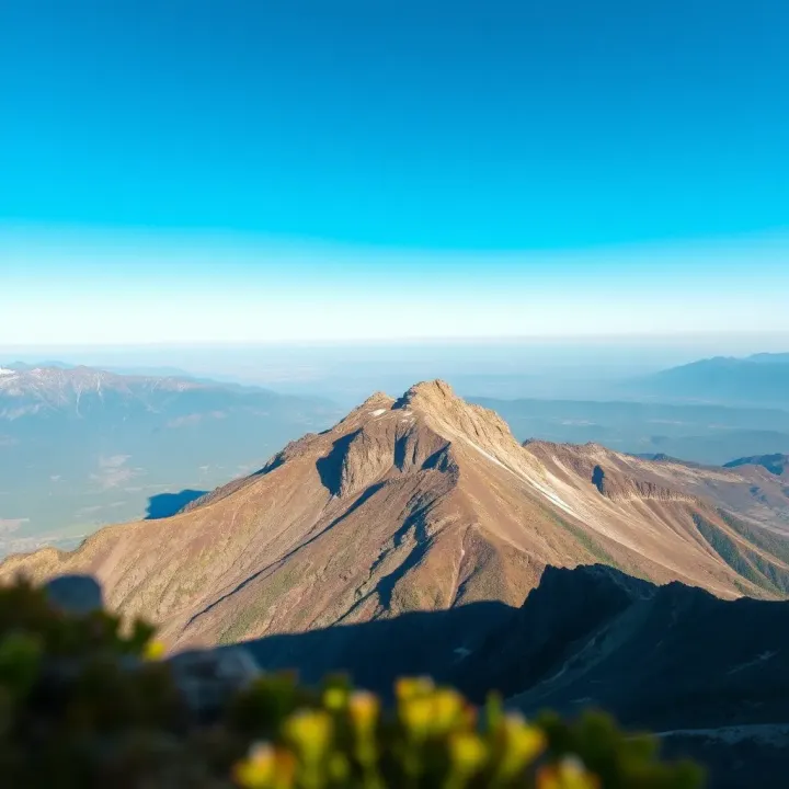 Mountain peak of Mount Howitt surrounded by rugged terrain and alpine vegetation