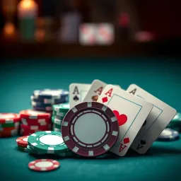 Collection of digital casino chips and cards representing real money gaming in Australian casinos