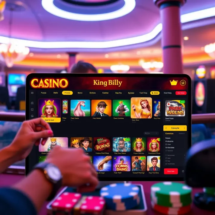 King Billy Casino online platform interface showcasing game selections and user dashboard