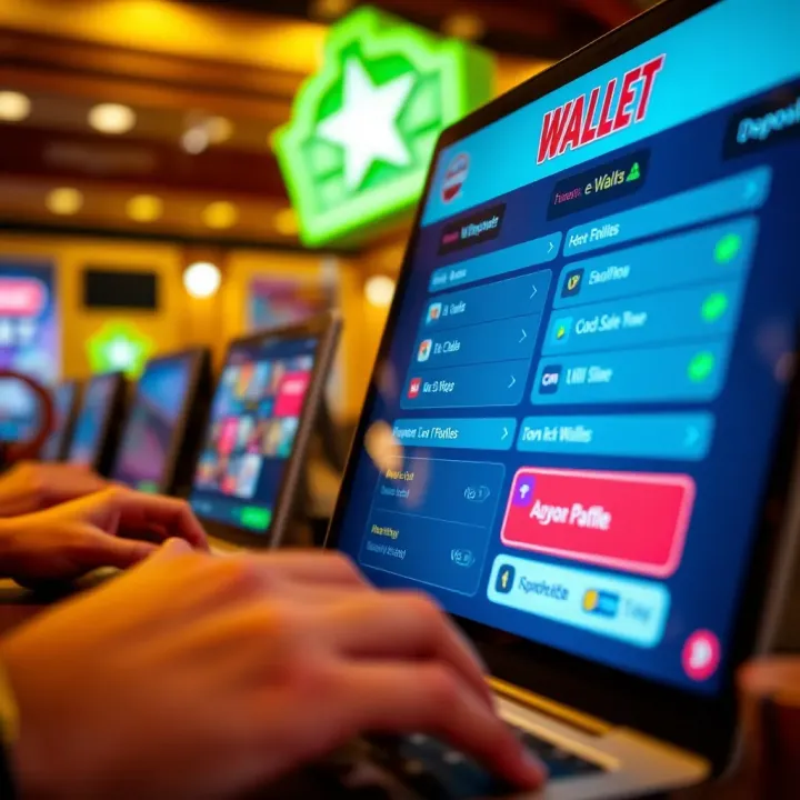 User interface displaying deposit and withdrawal options with popular e-wallets for online casino gaming