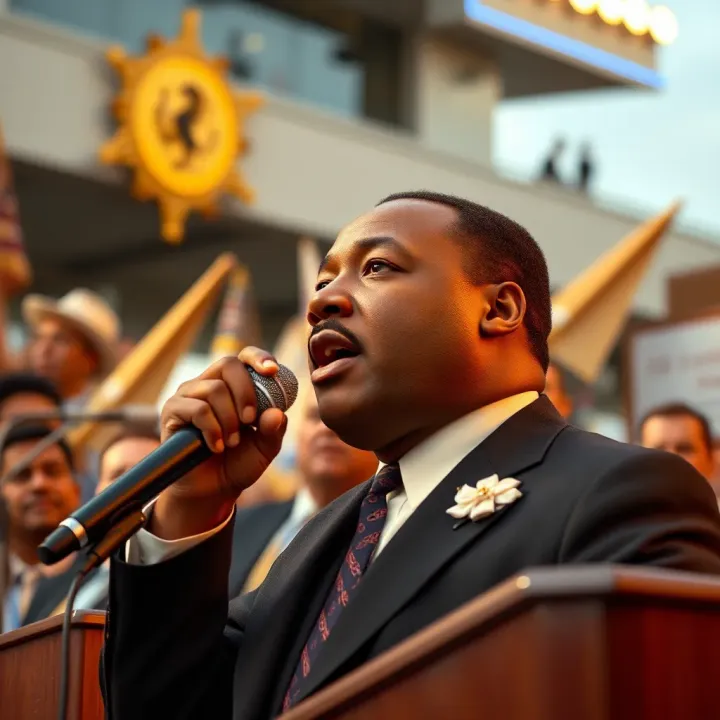 Martin Luther King Jr. Inspiring Civil Rights Movement Martin Luther King Jr. delivering a powerful speech at a civil rights rally
